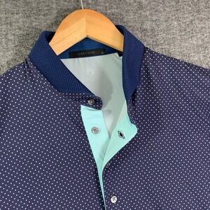 Greyson Polo Men Large Polka Dot Performance Golf Preppy Modern Stretch